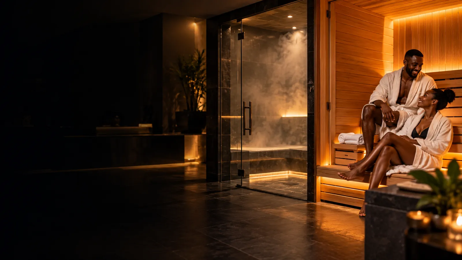 Sauna and steam wellness spaces