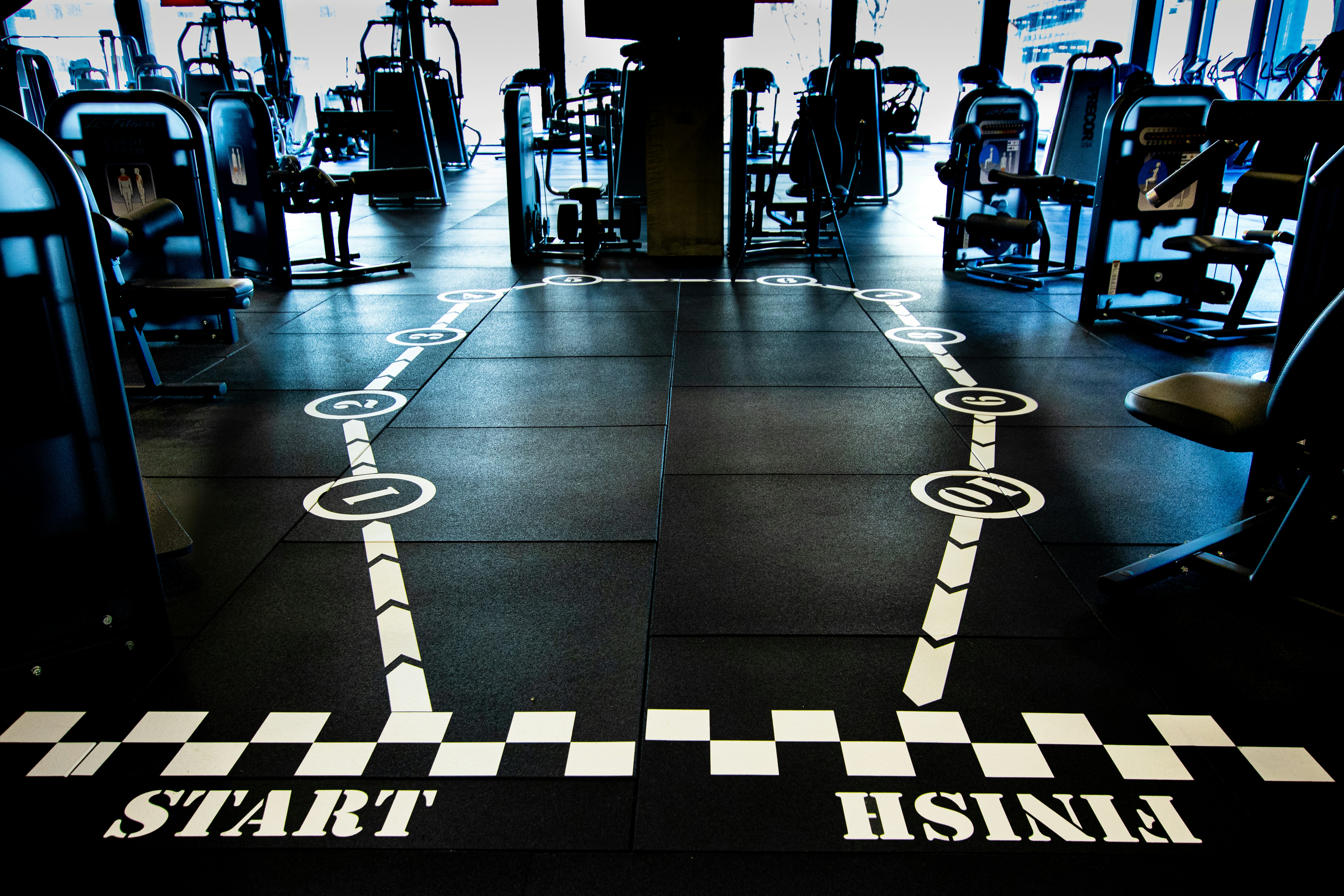Commercial rubber gym flooring with marked workout area for gyms in Kenya